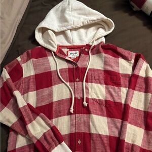 American Eagle Hooded Flannel Shirt